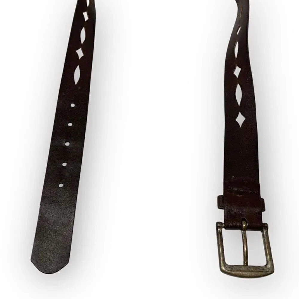 Hipwear Belt Laser Cut Brown Leather Women's Size Large Vintage